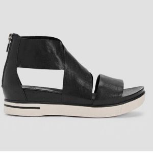 Eileen Fisher Womens Sz 7 Sport Sandals Platform Crisscross Black Leather